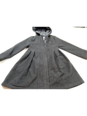 Cherokee Girls Zippers Front Trench Coat Mid-Length Black hooded Sz: 6/6x